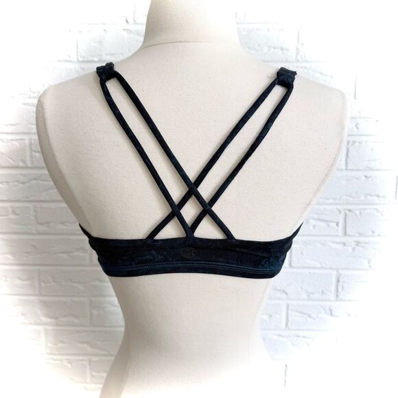 Lululemon Free To Be Bra Rose Herringbone Printed Coal Black Size 8 - Picture 2 of 4